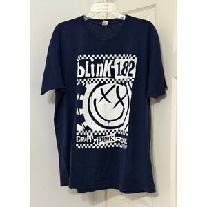 Blink-182 World Tour 23/24 T-Shirt sz XL Navy Blue Crappy Punk Rock Smiley